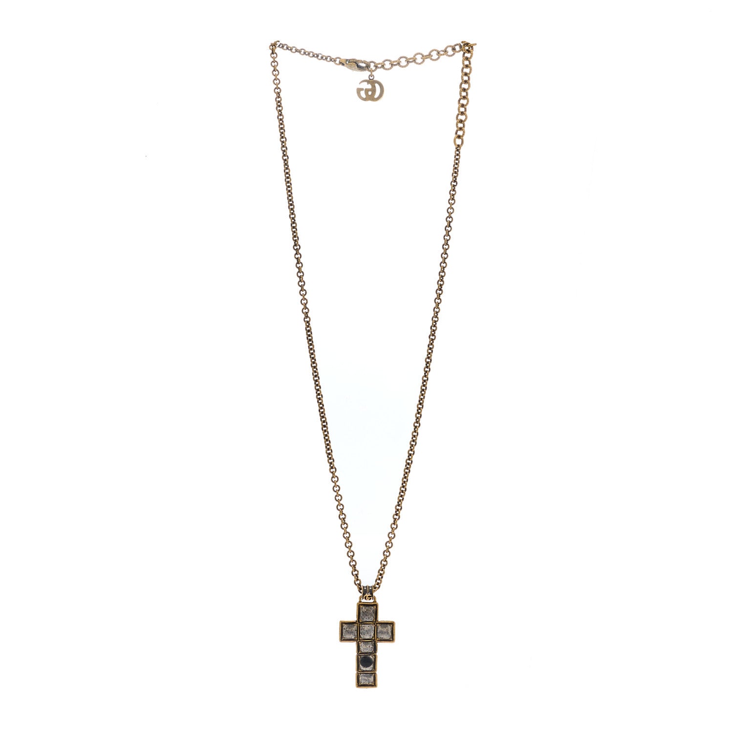 Gucci Metal Enamel Cross Necklace Black 2 of 4