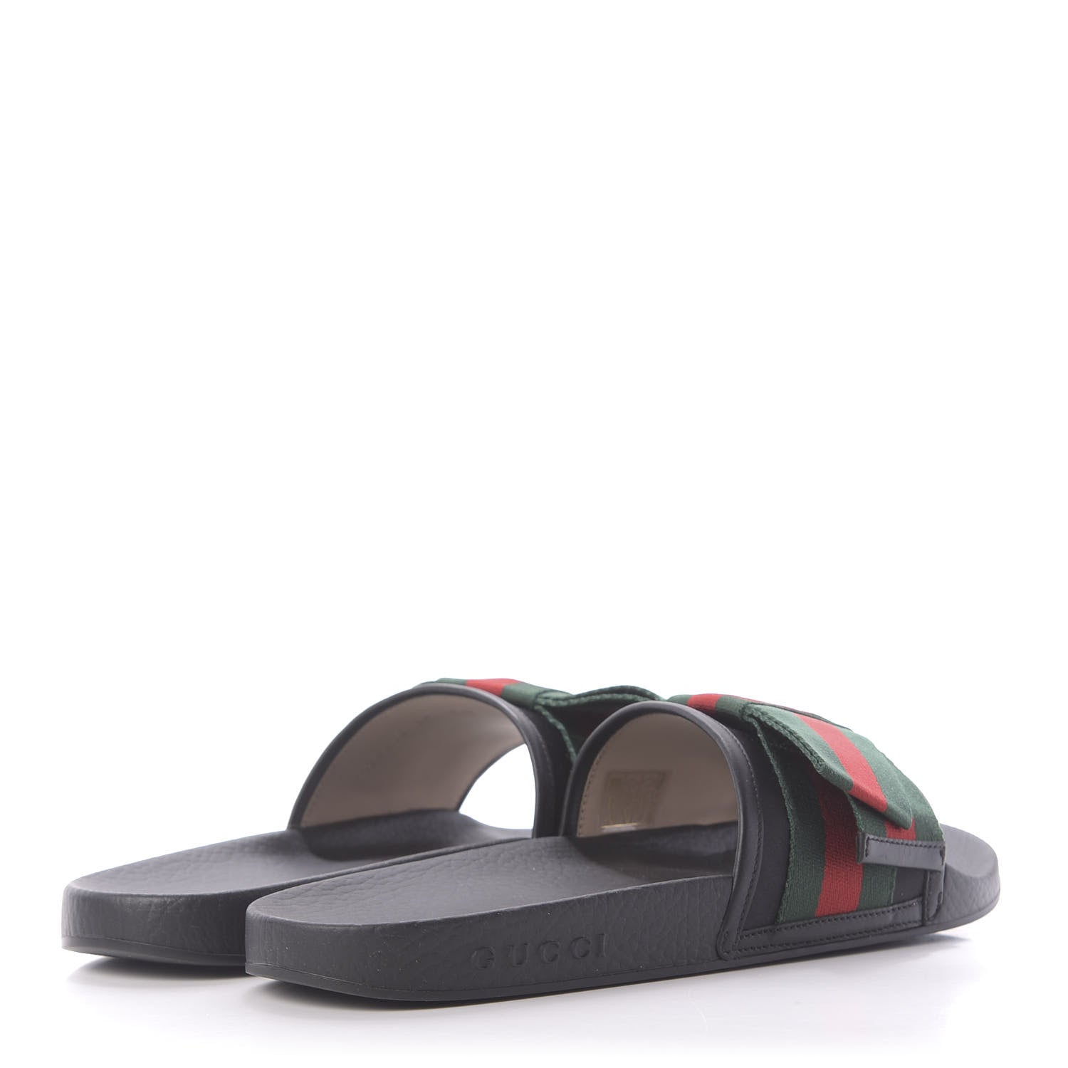 Gucci Satin Web Bow Slide Sandals 39 Black 4 of 10