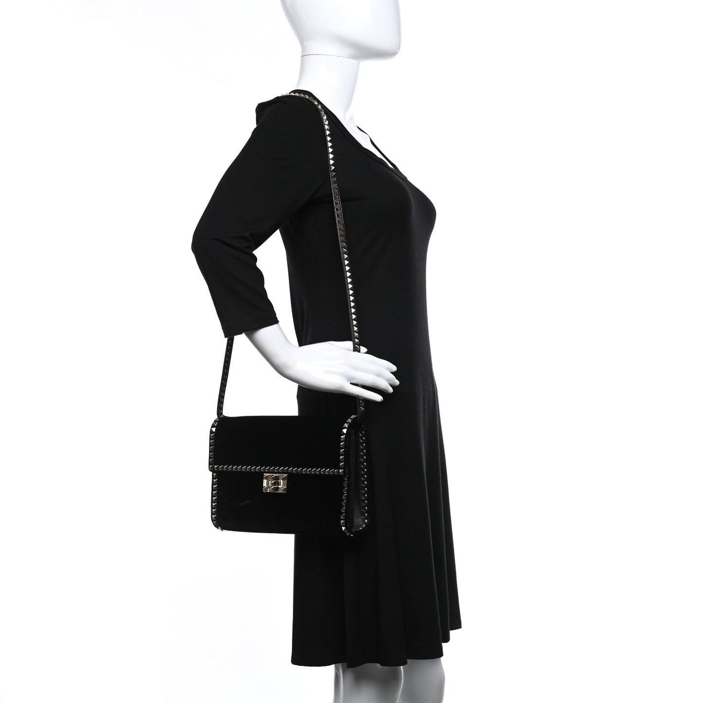 Velvet Rockstud No Limit Shoulder Bag Black