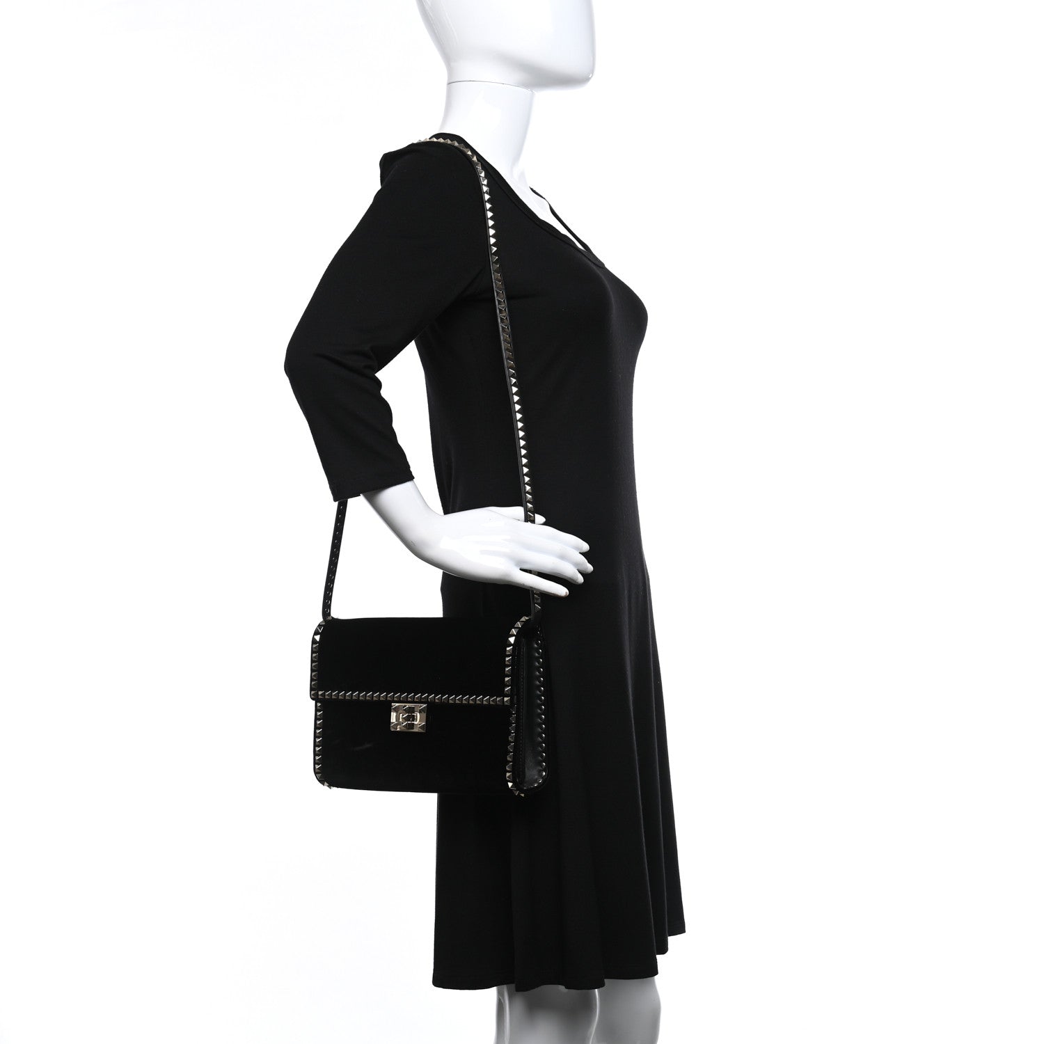 Valentino Garavani Velvet Rockstud No Limit Shoulder Bag Black 2 of 9