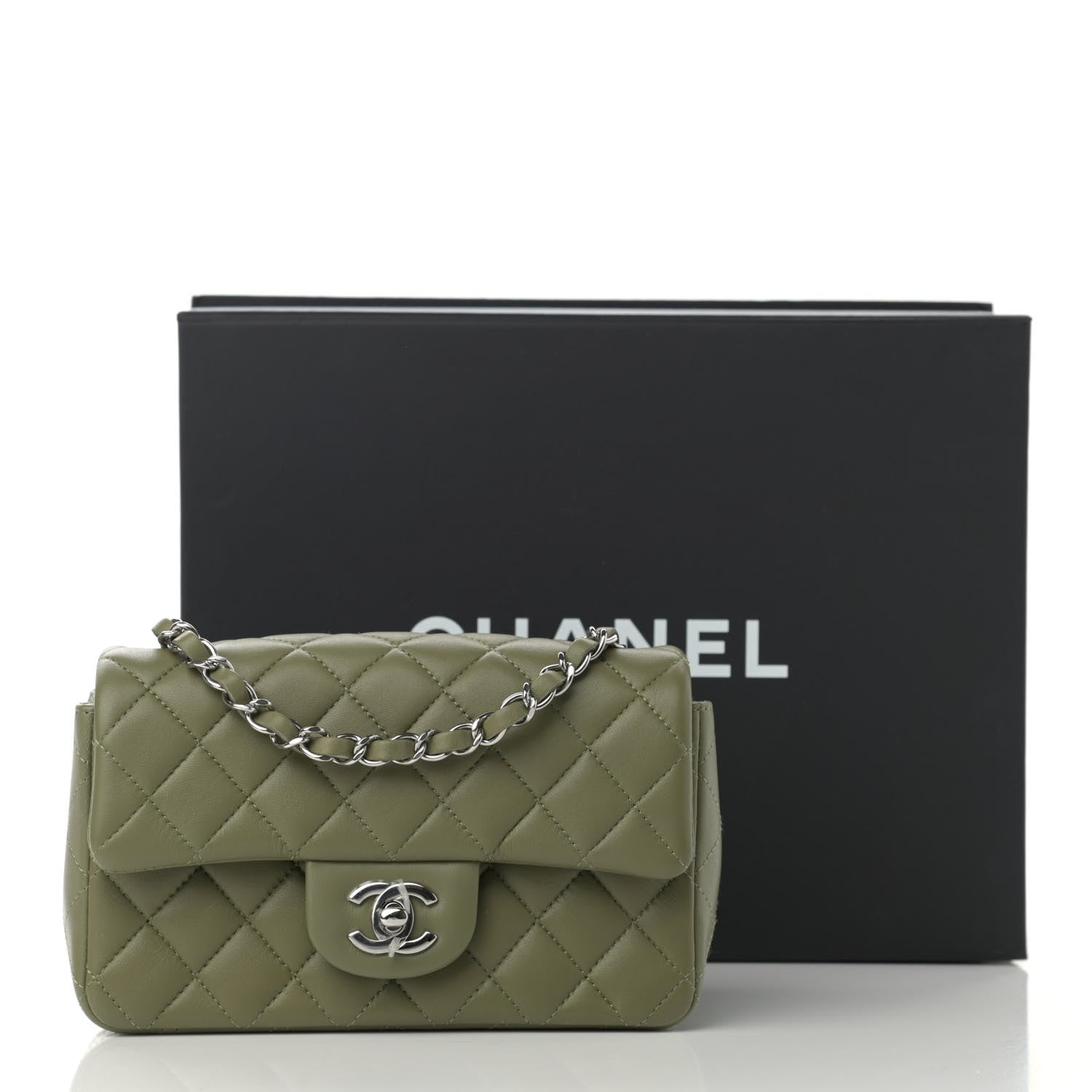 Chanel Lambskin Quilted Mini Rectangular Flap Green 10 of 10