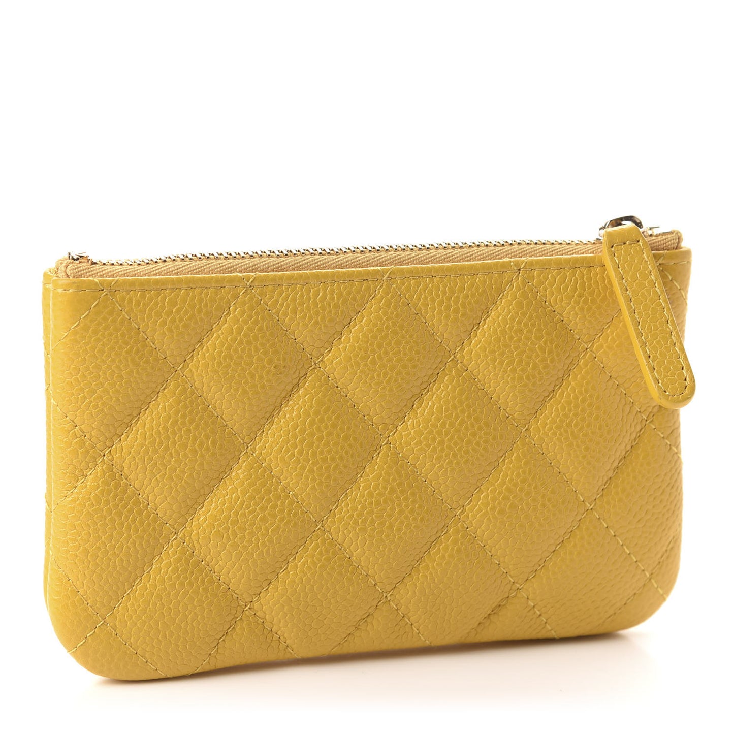 Caviar Quilted Small Cosmetic Case Yellow