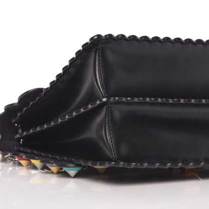Fendi Vitello Liberty Scalloped Spike Studded Kan I Shoulder Bag Black Multicolor 6 of 10