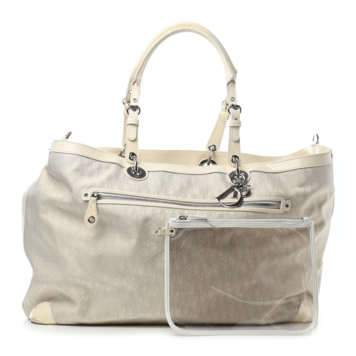 Christian Dior Monogram Patent Tote Ivory 1 of 5