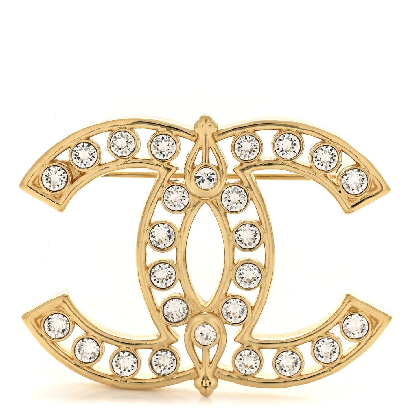 Crystal CC Brooch Gold