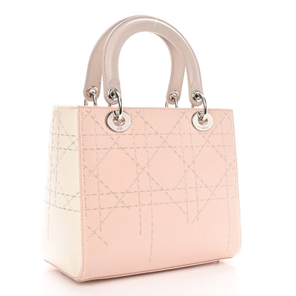 Christian Dior Lambskin Cannage Stitched Small Lady Dior Pink White 3 of 10