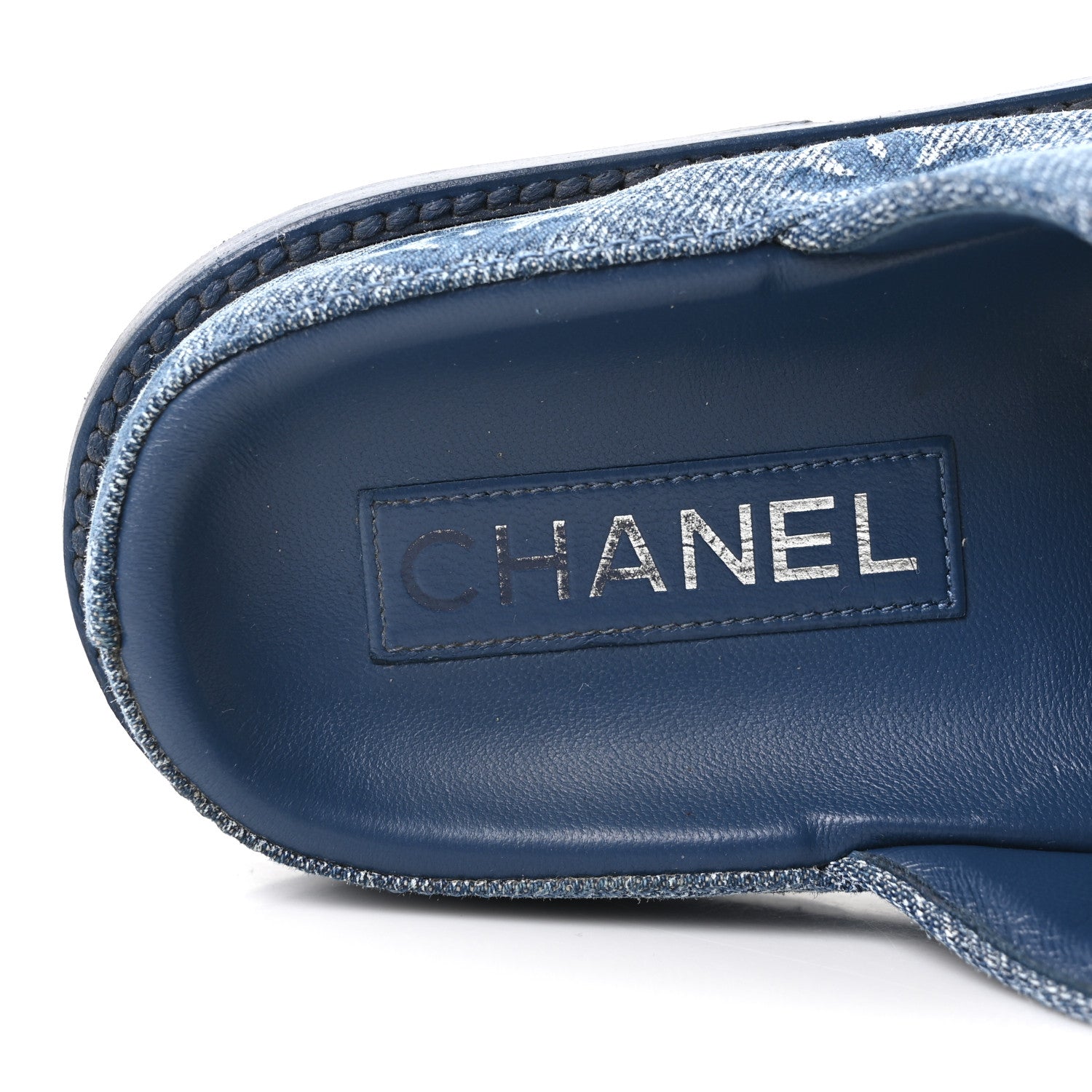Chanel Denim CC Velcro Dad Chain CC Slide Sandals 39 Blue 8 of 10