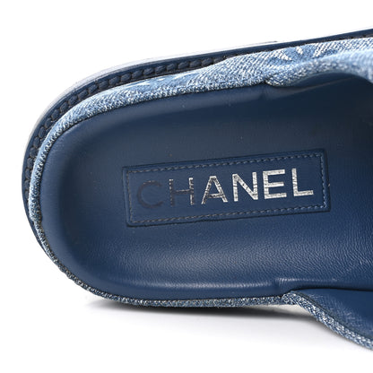 Chanel Denim CC Velcro Dad Chain CC Slide Sandals 39 Blue 8 of 10
