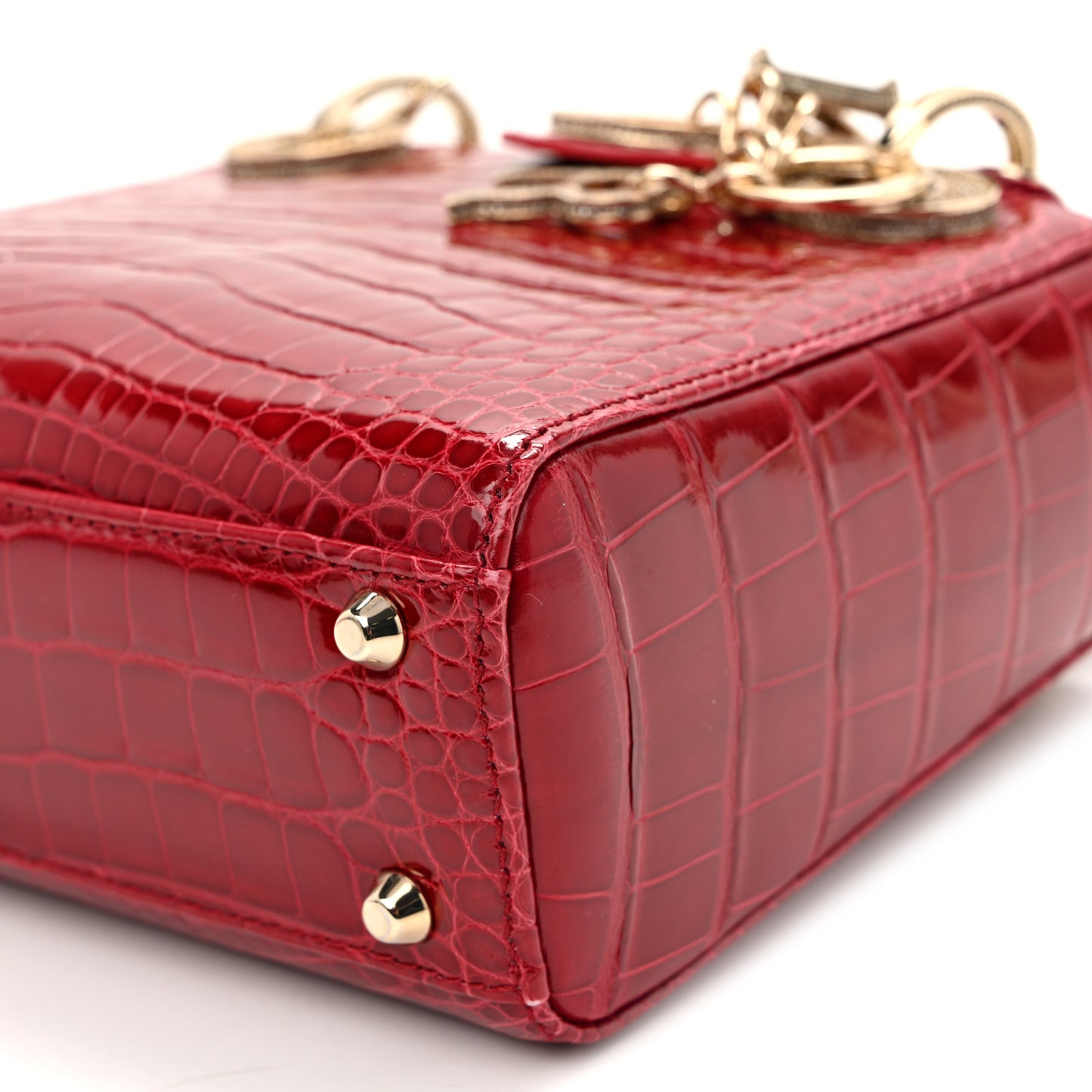 Alligator Crystal Mini Lady Dior Red