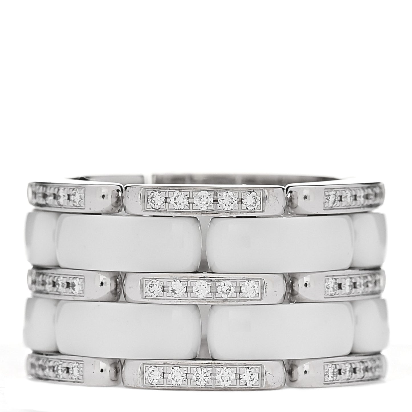 18K White Gold Diamond Ceramic Large Ultra Ring 51 5.75 White