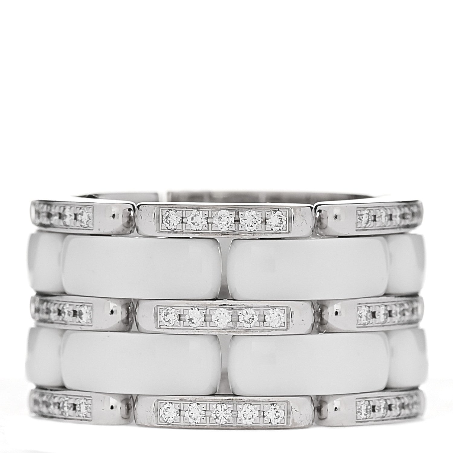Chanel 18K White Gold Diamond Ceramic Large Ultra Ring 51 5.75 White 1 of 6