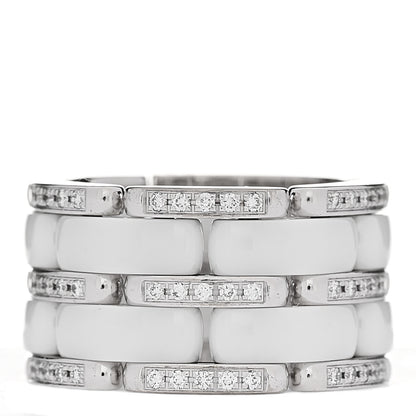 Chanel 18K White Gold Diamond Ceramic Large Ultra Ring 51 5.75 White 1 of 6