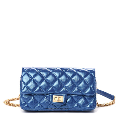 Chanel Metallic Aged Calfskin Quilted 2.55 Reissue Flap Belt Bag Blue 1 of 10