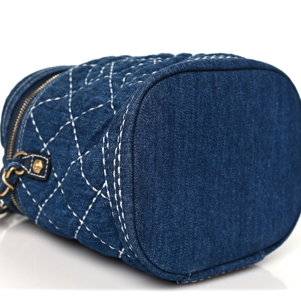 Chanel Denim Quilted Denim Trip Vanity Cosmetic Case Blue 8 of 9
