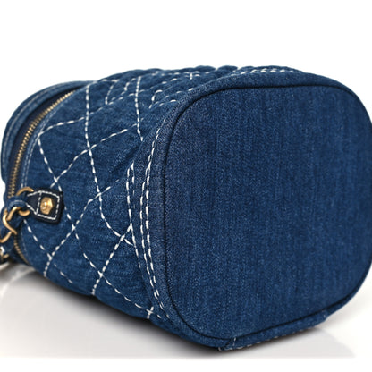 Chanel Denim Quilted Denim Trip Vanity Cosmetic Case Blue 8 of 9