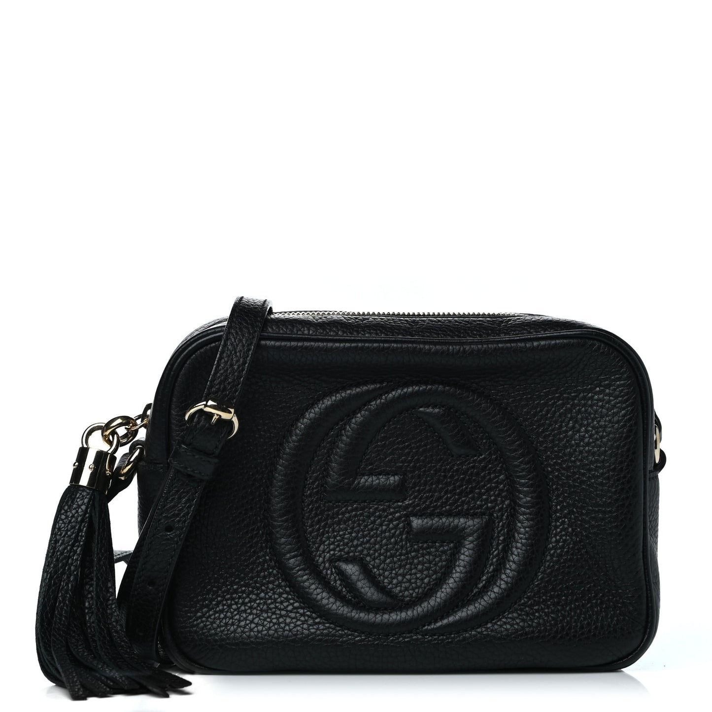 Pebbled Calfskin Small Soho Disco Bag Black
