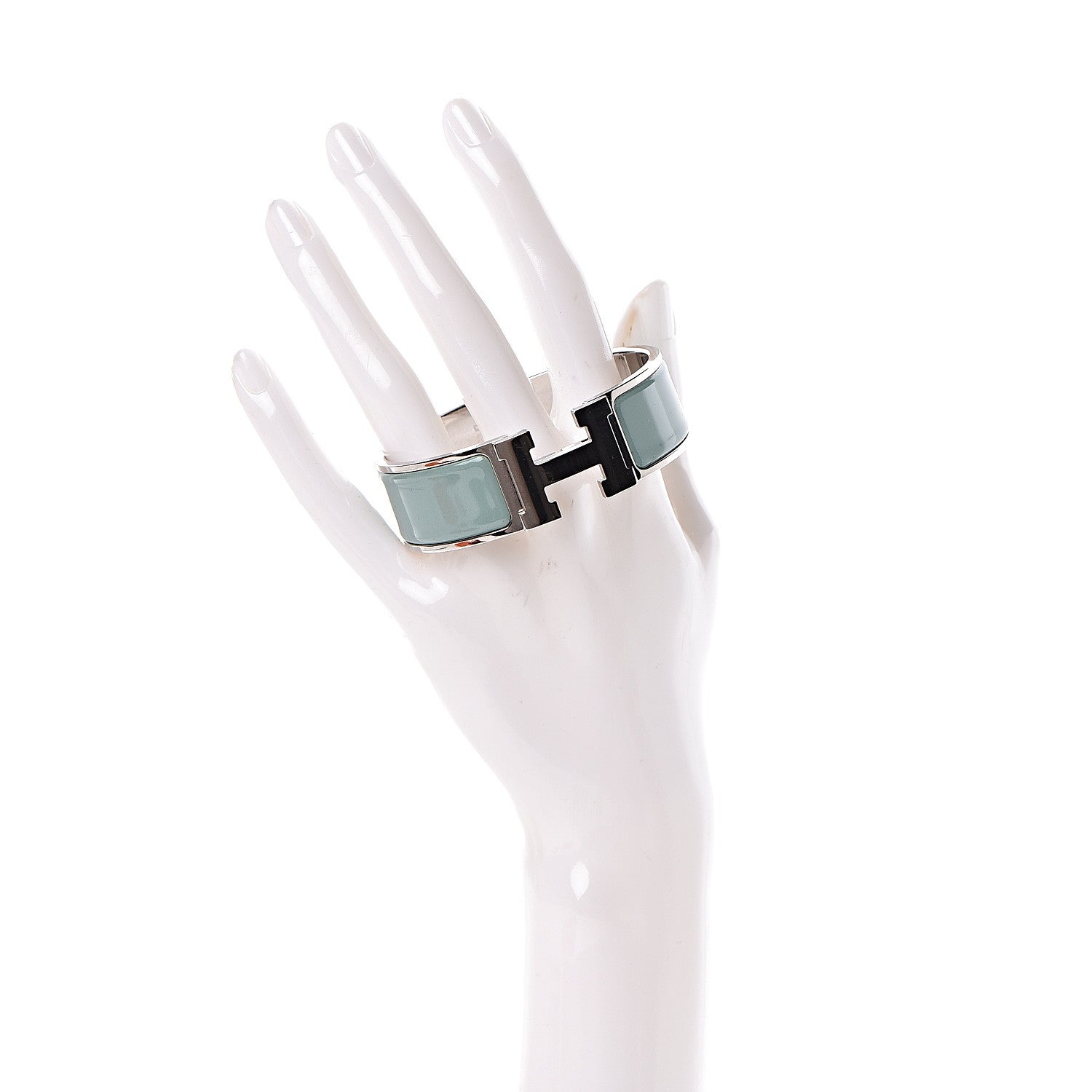 Hermes Enamel Wide Clic Clac H Bracelet GM Lagon 2 of 5