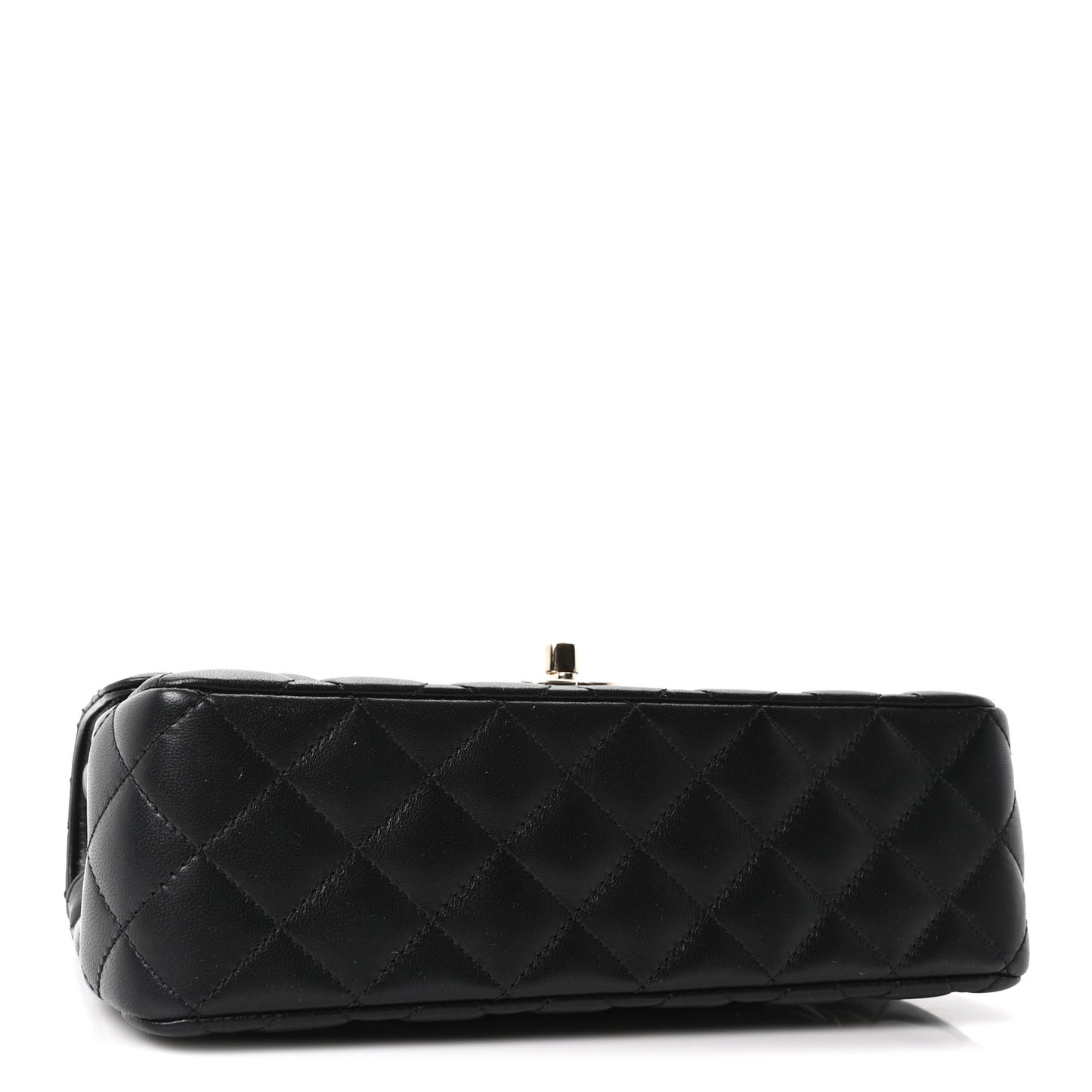 Lambskin Quilted Crystal Top Handle Small Rectangular Flap Black