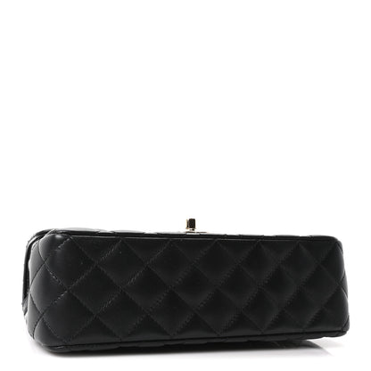 Chanel Lambskin Quilted Crystal Top Handle Small Rectangular Flap Black 3 of 9