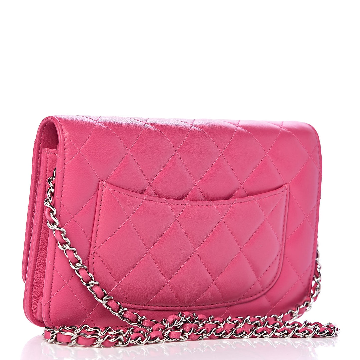 Lambskin Quilted Wallet On Chain WOC Pink