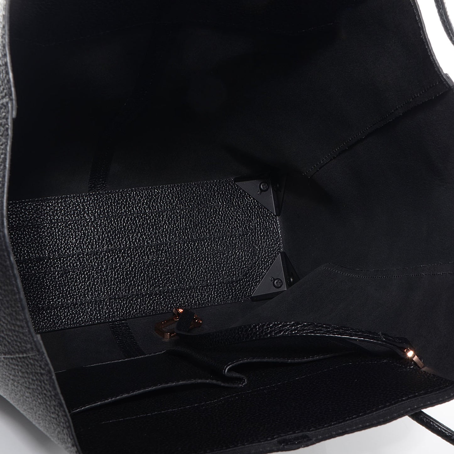 Leather Prisma Skeletal Tote Black with Rose Gold Hardware