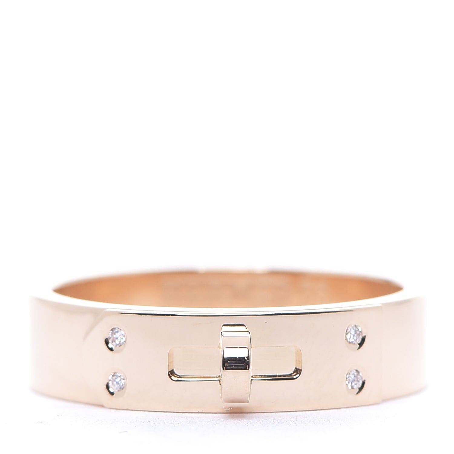 Hermes 18K Rose Gold Diamond PM Kelly Ring 55 7.25 1 of 3