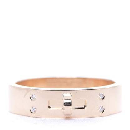 Hermes 18K Rose Gold Diamond PM Kelly Ring 55 7.25 1 of 3