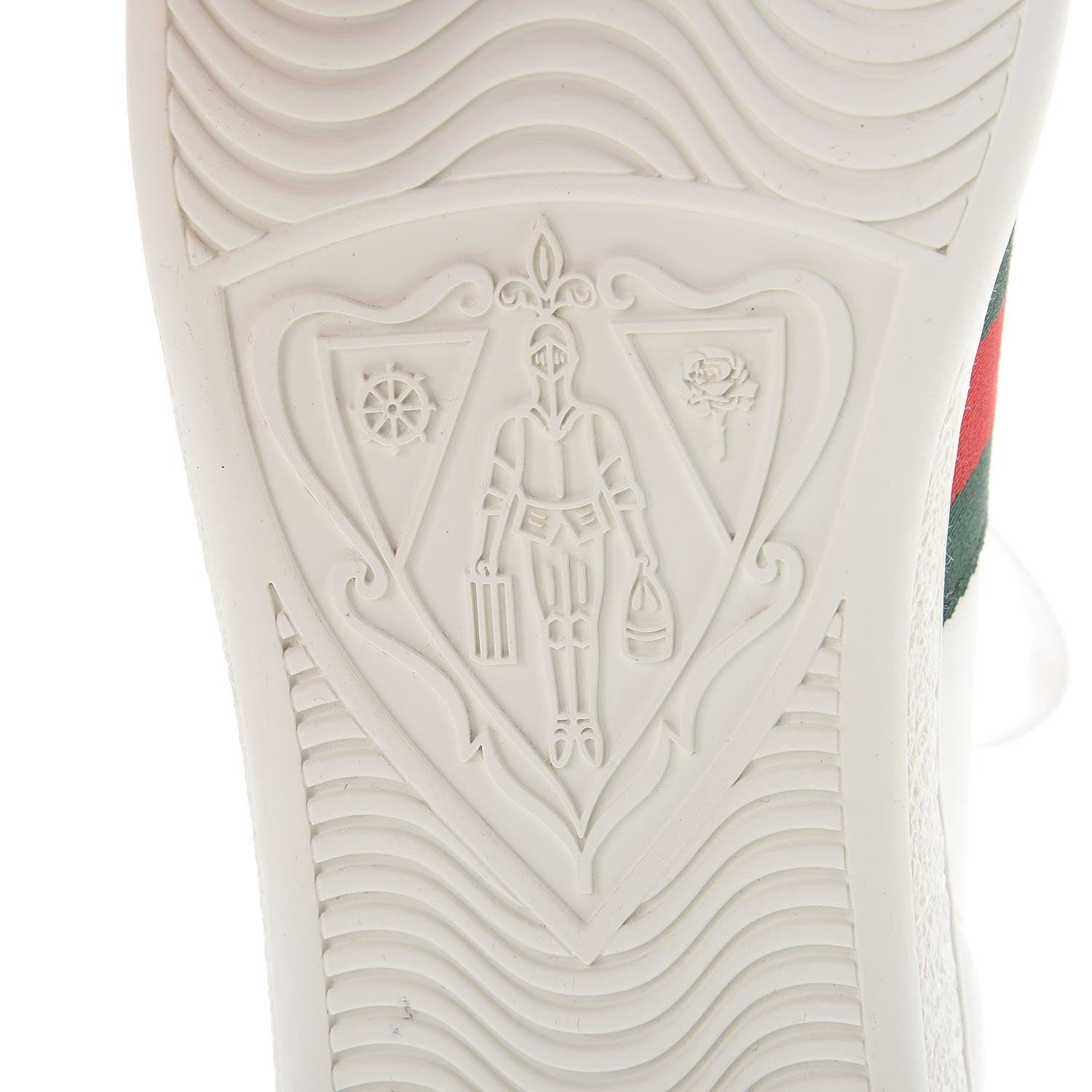 Gucci Calfskin Ayers Bee Embroidered Womens Ace Sneakers 37.5 White Green 6 of 13