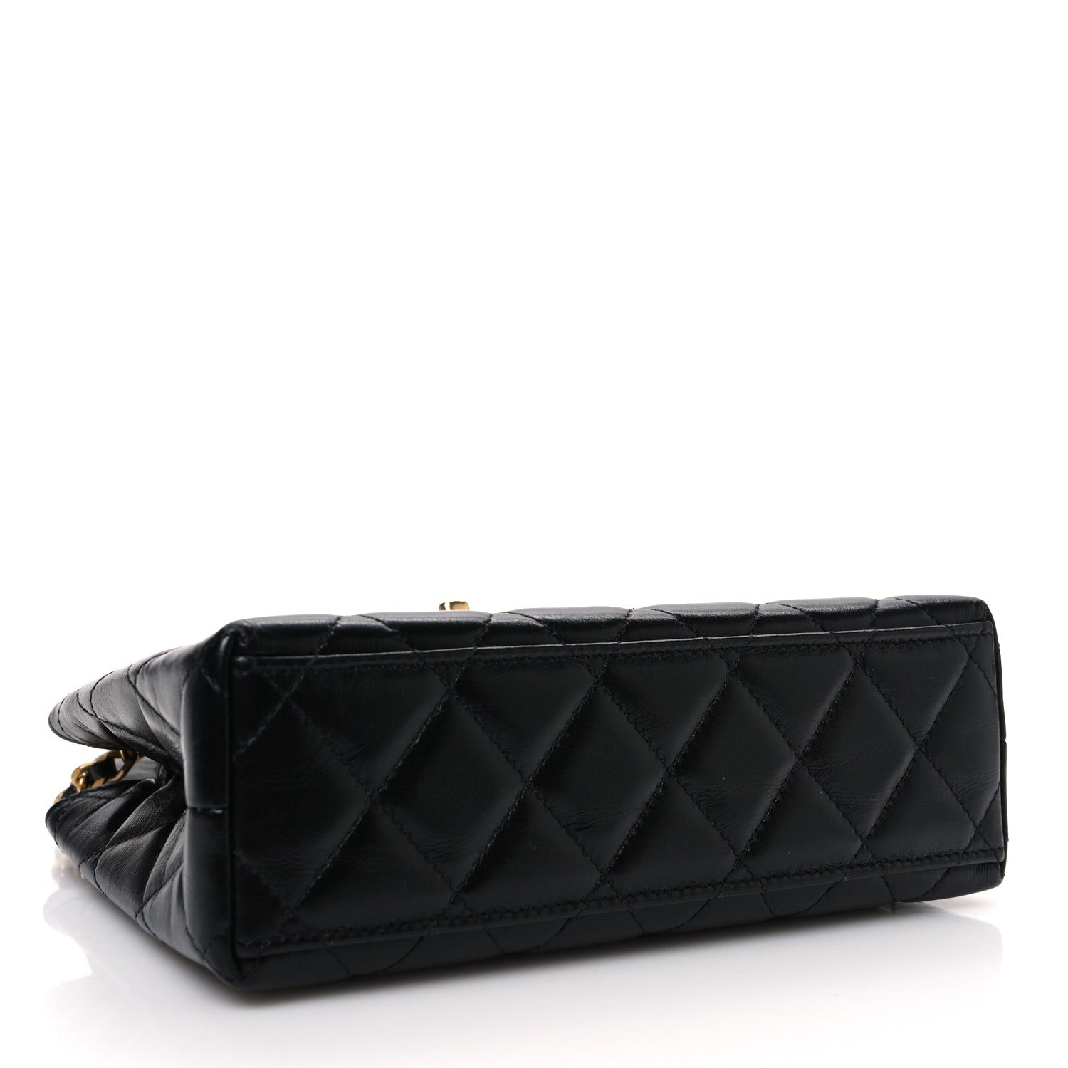 Chanel Shiny Aged Calfskin Quilted Nano Kelly Shopper Black 4 of 10