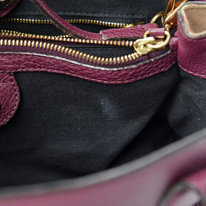 Burberry Derby Calfskin House Check Medium Banner Tote Dark Plum 13 of 27