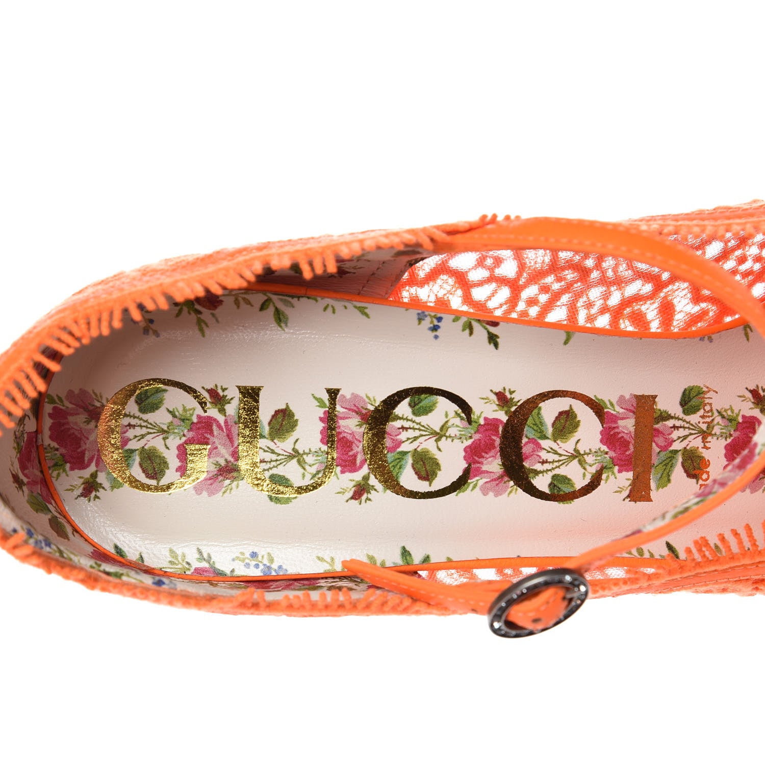 Gucci Lace Pizzo Venice Pumps 38.5 Orange Fluo 6 of 8