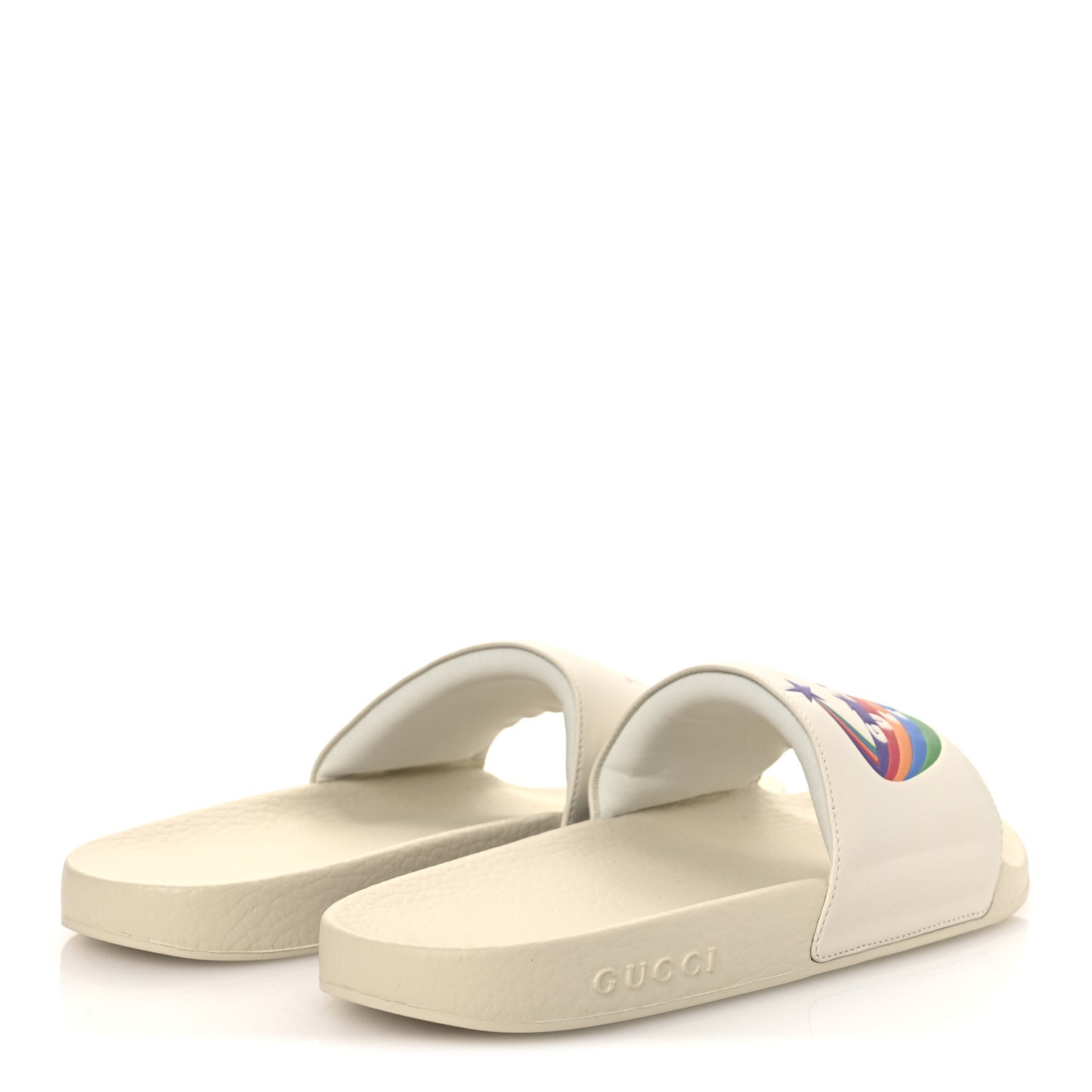 Nappa Interlocking G Rainbow Womens Pursuit Slide Sandals 41 Mystic White