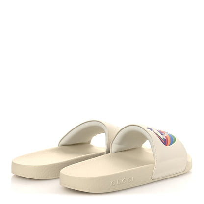 Gucci Nappa Interlocking G Rainbow Womens Pursuit Slide Sandals 41 Mystic White 5 of 11