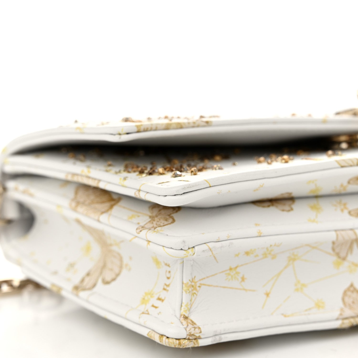 Christian Dior Calfskin Butterfly Zodiac Print Embroidery Mini My Dior Top Handle Clutch White Gold 9 of 10