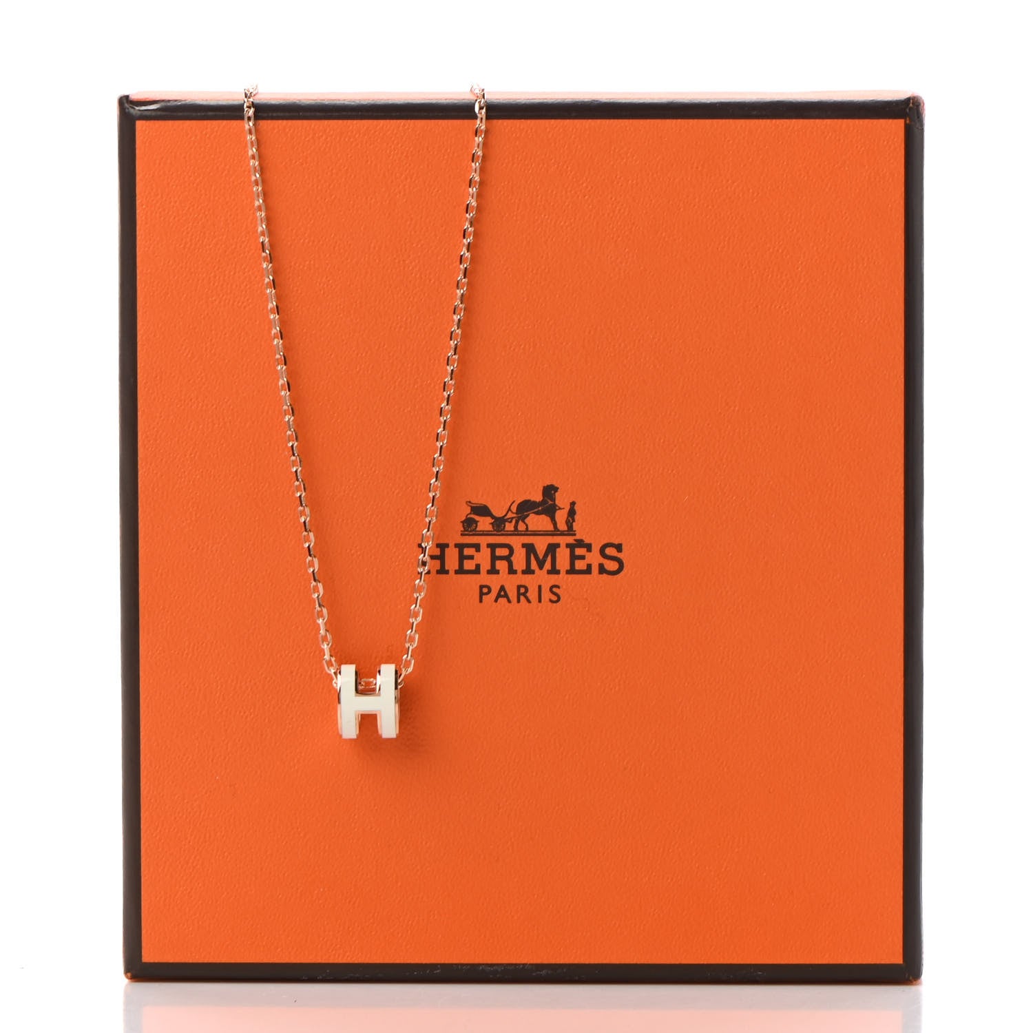 Hermes Lacquered Rose Gold Mini Pop H Pendant Necklace White 7 of 7