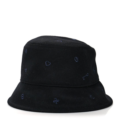 Hermes Cashmere Debbie Charms Bucket Hat 56 Black 1 of 7