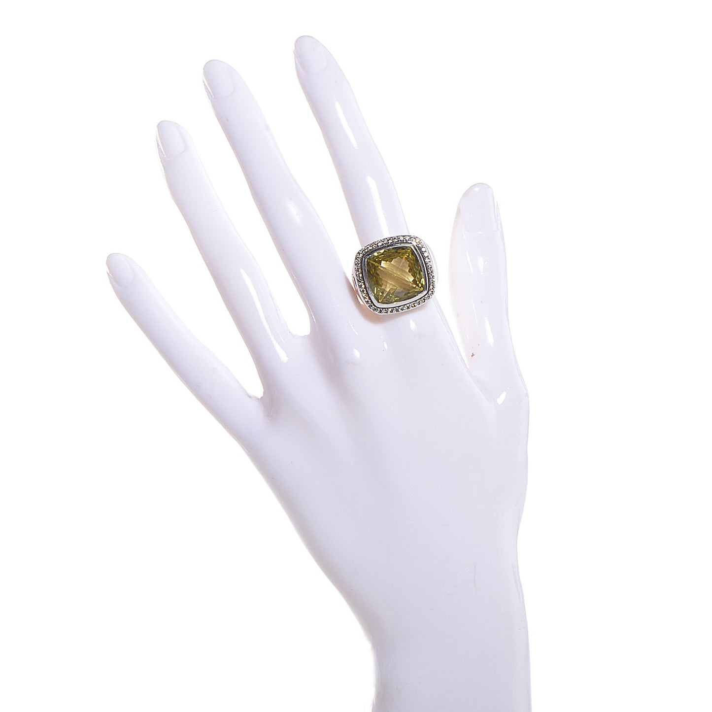 Sterling Silver Diamond Peridot 16mm Albion Statement Ring 60 9