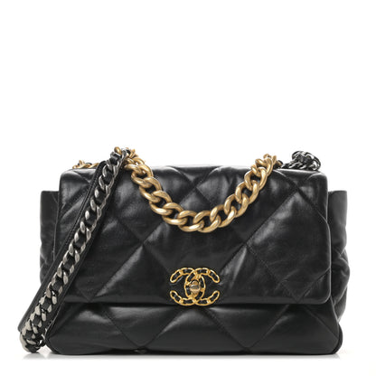 Chanel Goatskin Quilted Large 19 Flap Black 1 of 12