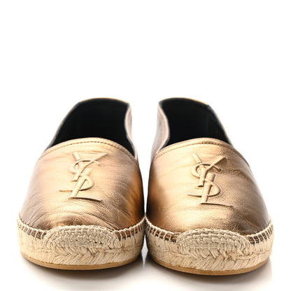 Saint Laurent Metallic Lambskin Monogram Espadrilles 36 Metal Carry 2 of 9