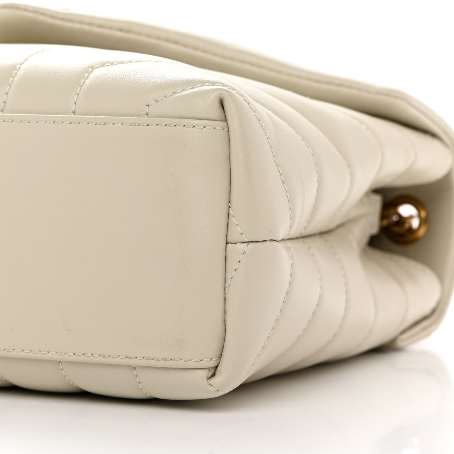 Calfskin Y Quilted Monogram Small Loulou Chain Satchel Crema Soft