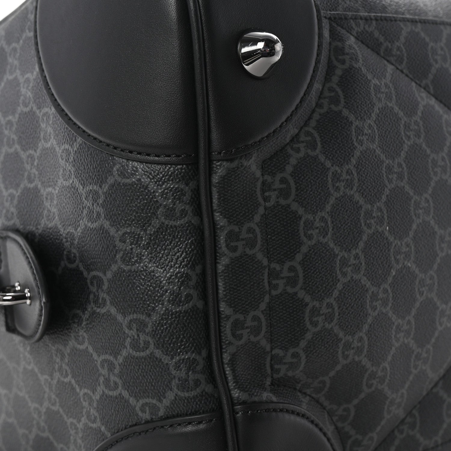 Gucci GG Supreme Monogram Calfskin GG Emblem Medium Duffle Bag Black 8 of 9