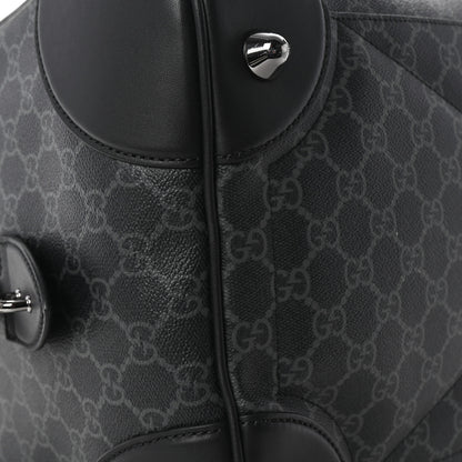 Gucci GG Supreme Monogram Calfskin GG Emblem Medium Duffle Bag Black 8 of 9