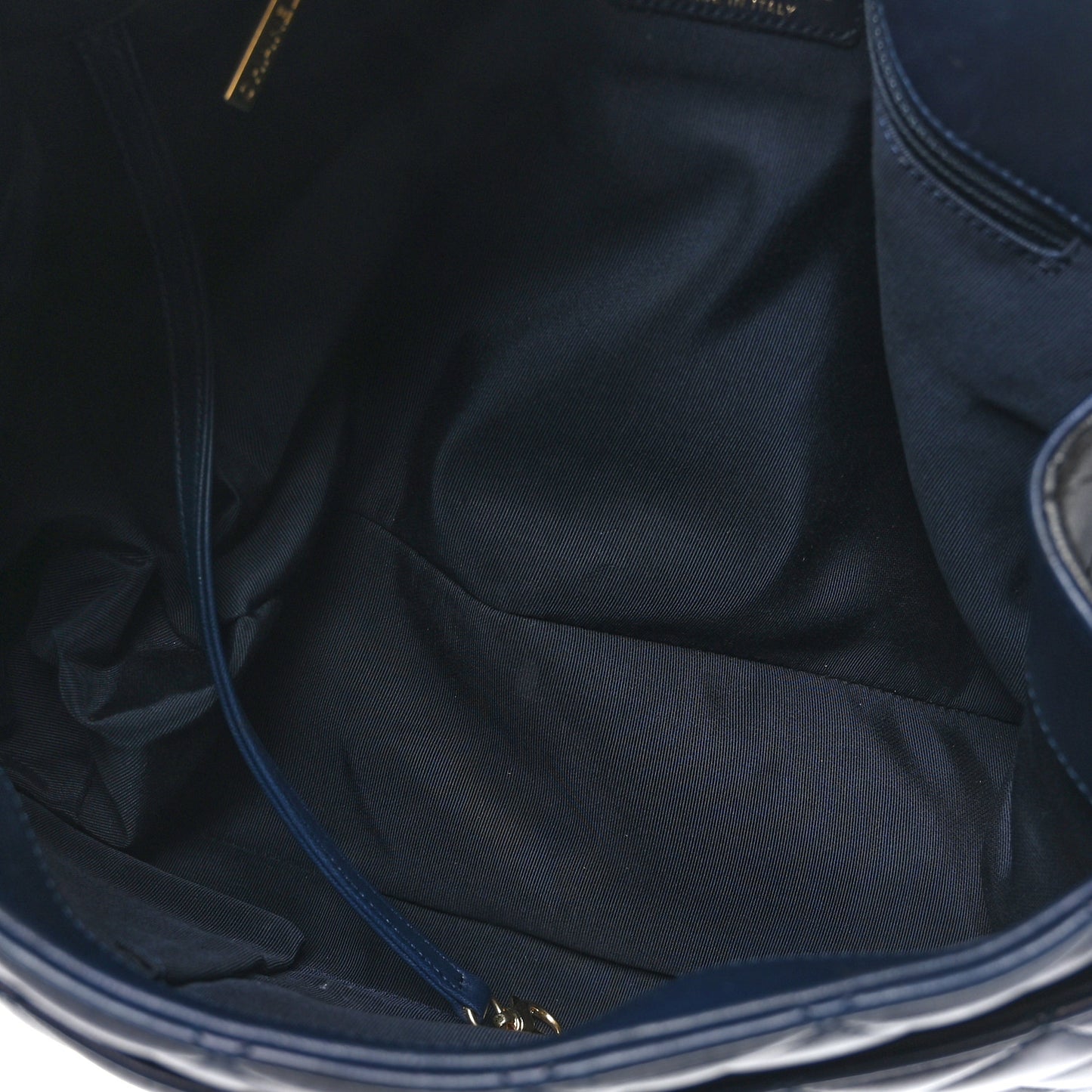 Lambskin Quilted Elegant CC Shopping Tote Navy Black
