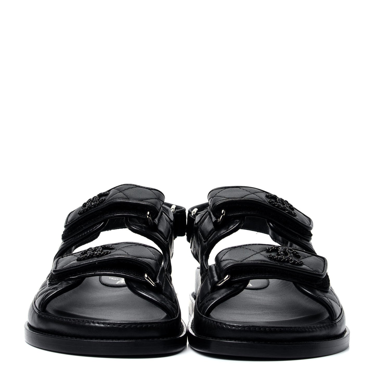 Lambskin Velcro Dad Sandals 35 Black