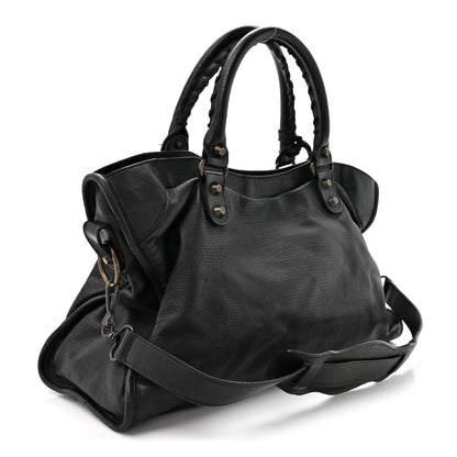 Balenciaga Calfskin Lizard Embossed Classic Hardware City Black 4 of 14