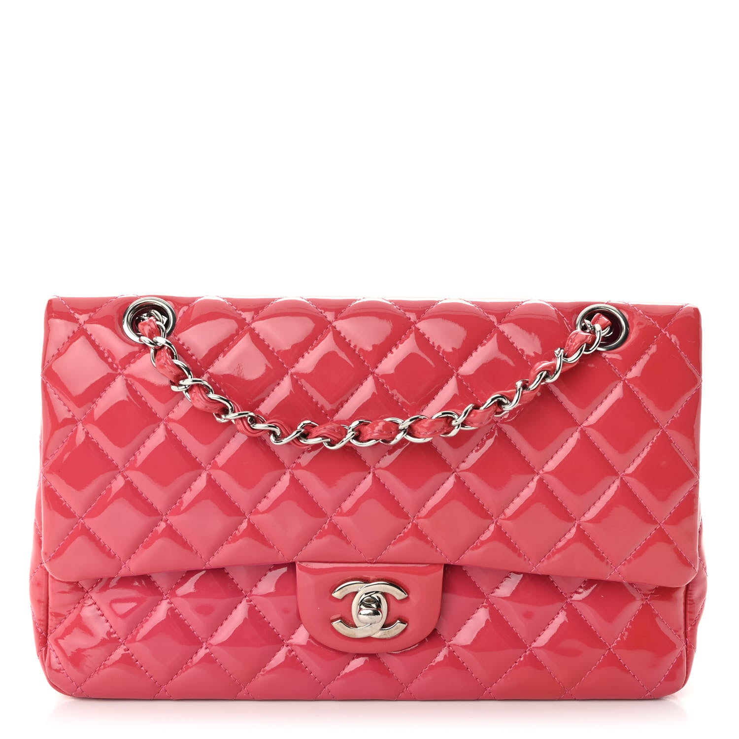 Chanel Patent Calfskin Quilted Medium Double Flap Pink 1 of 10