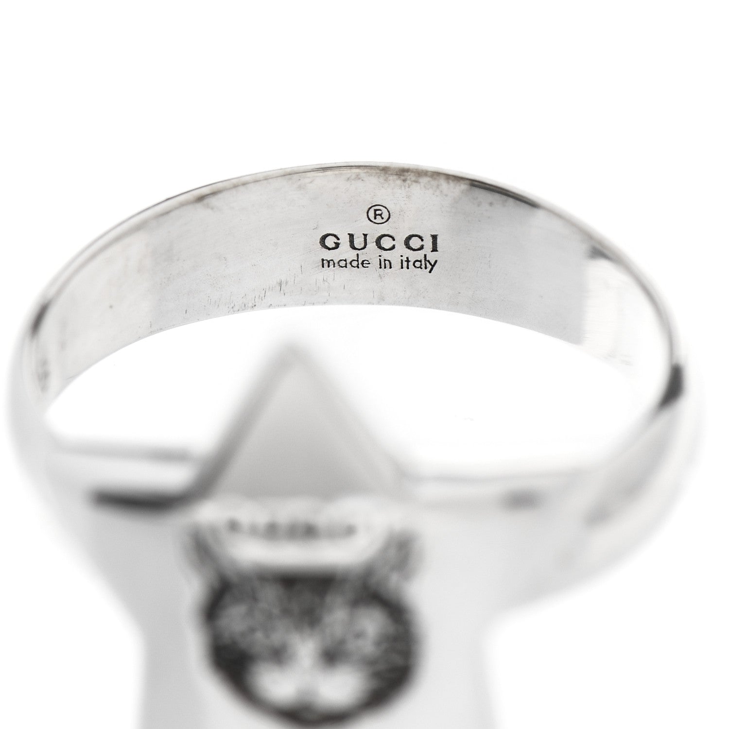 Gucci Sterling Silver Blind for Love Star Cat Ring 48 4.5 4 of 6