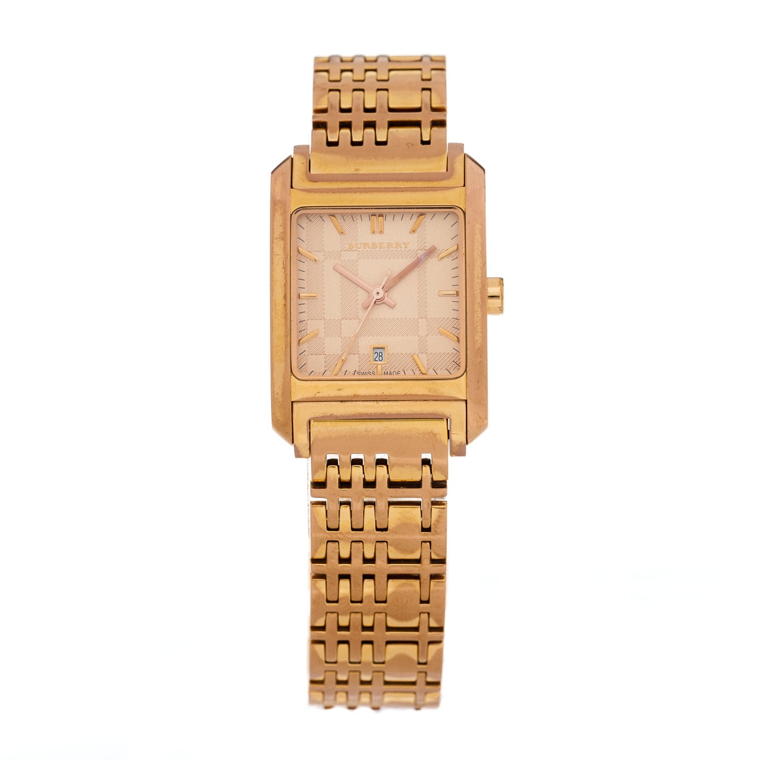 Burberry Stainless Steel 25mm Nova Check Quartz Watch Rose BU1578 1 of 4