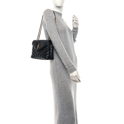 Saint Laurent Calfskin Y Quilted Monogram Small Loulou Chain Satchel Black 2 of 9