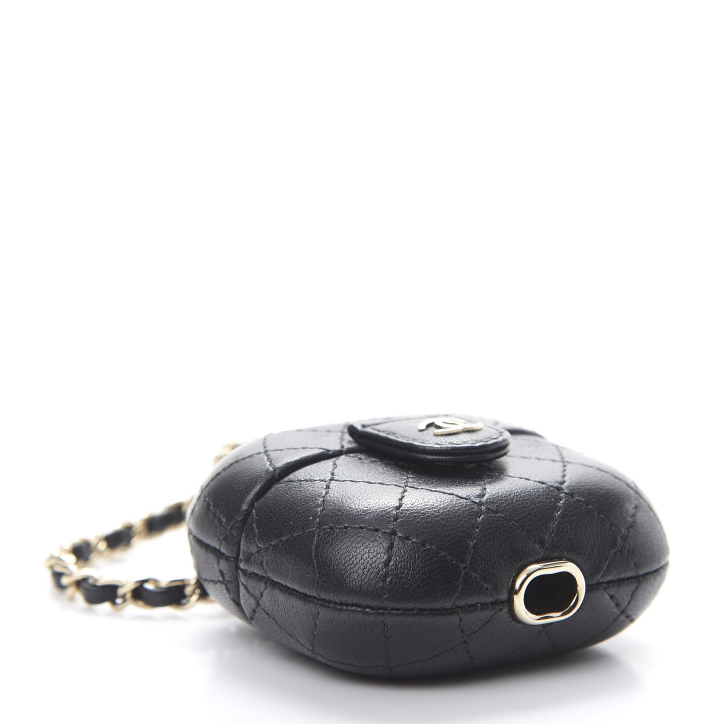 Lambskin Quilted Airpods Pro Case With Chain Black